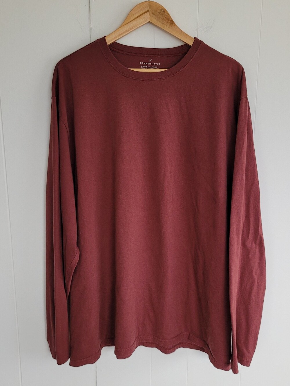 Denver Hayes 2XL Burgundy Long Sleeve Mens Tee